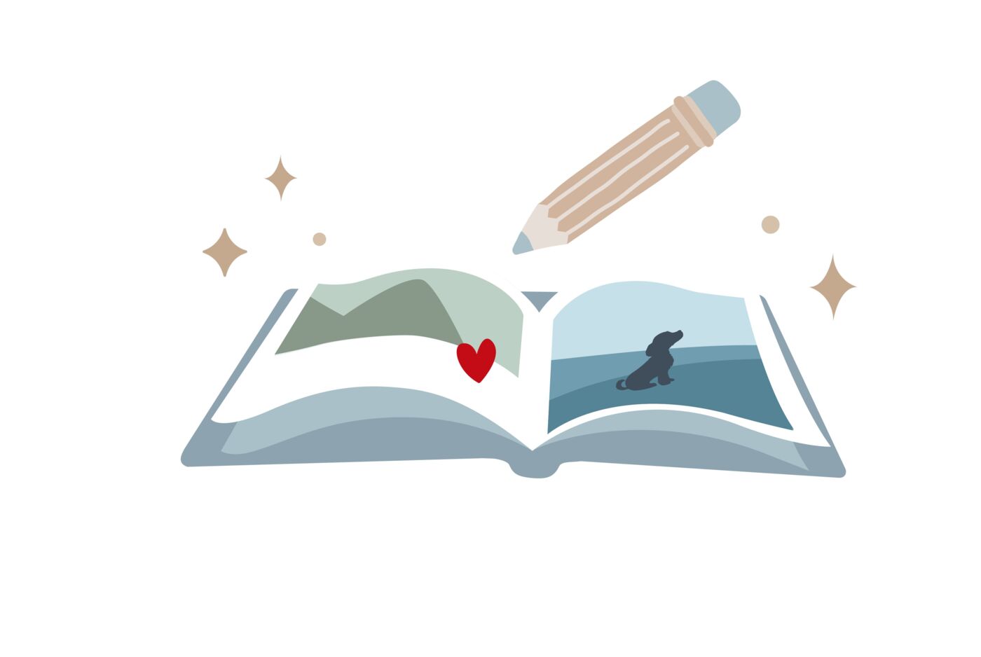 Illustration von einem CEWE FOTOBUCH, das gerade gestaltet wird