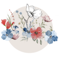 Bunte Aquarellblumen in sanften Farben auf hellem Hintergrund