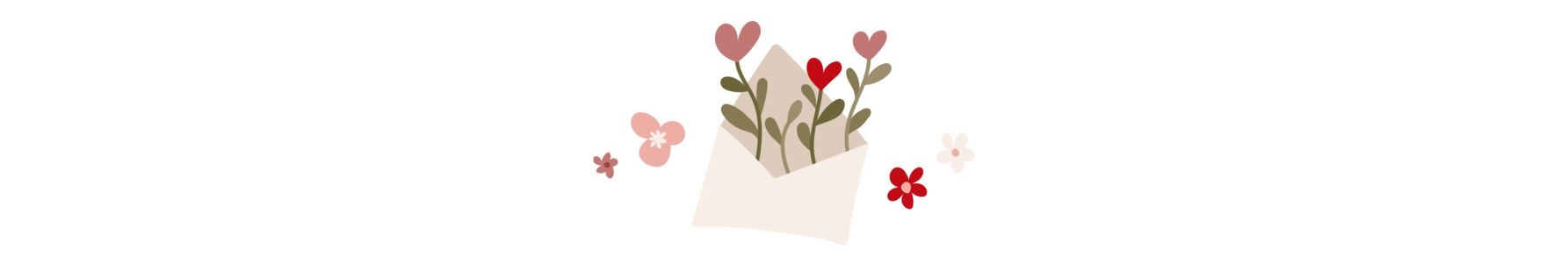  Illustration eines geöffneten Umschlages aus dem Blumen wachsen 